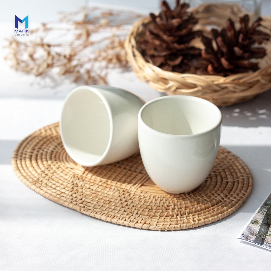 KM002แก้วเซรามิค แก้วชาเซรามิค สีขาวมัน สำหรับสกรีนโลโก้ - Image 5
