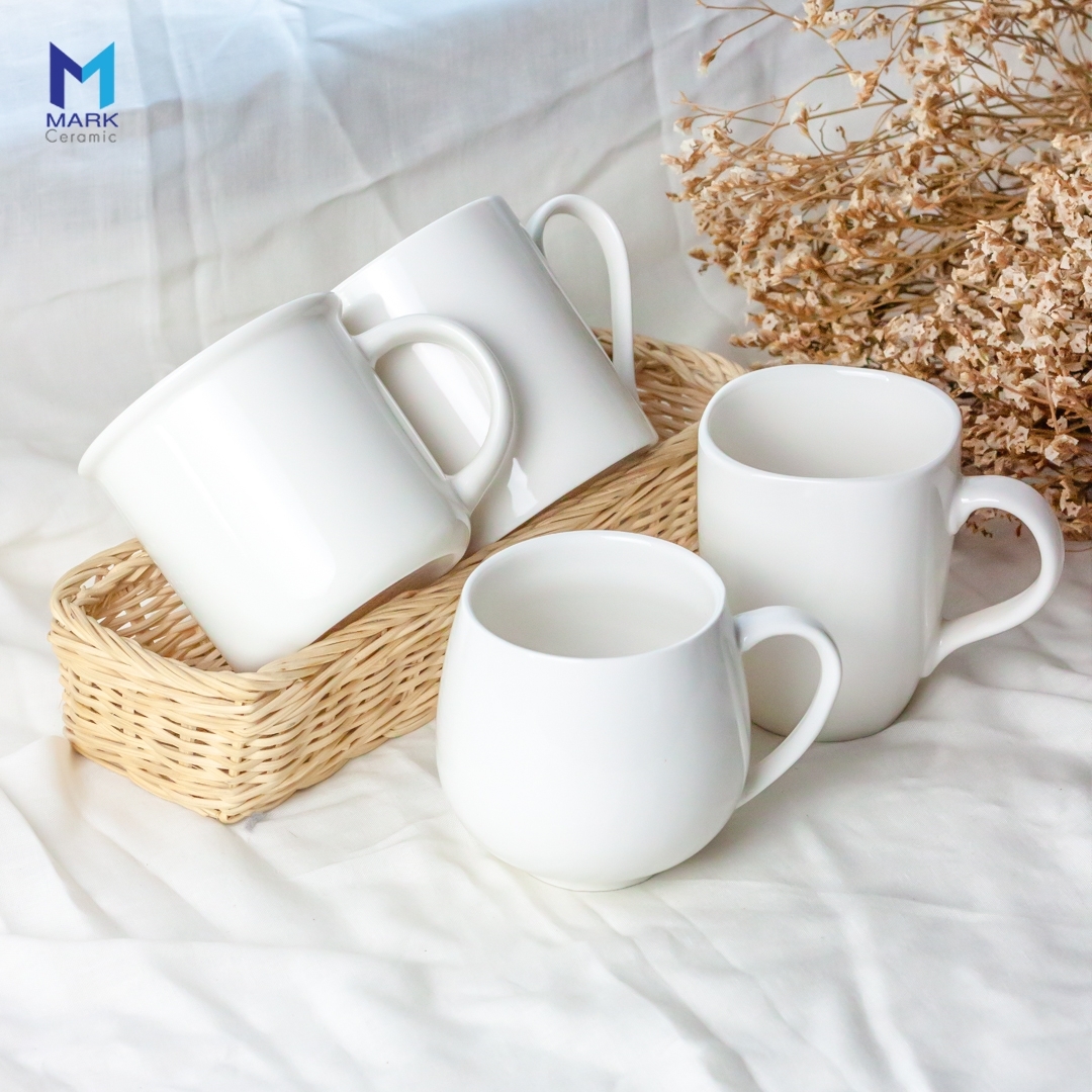 MB009 แก้วเซรามิค เนื้อนิวโบน Newboe สีขาวมัน รุ่นยอดนิยม สำหรับงานสกรีนโลโก้ ของที่ระลึก สินค้าพรีเมี่ยม - Image 3