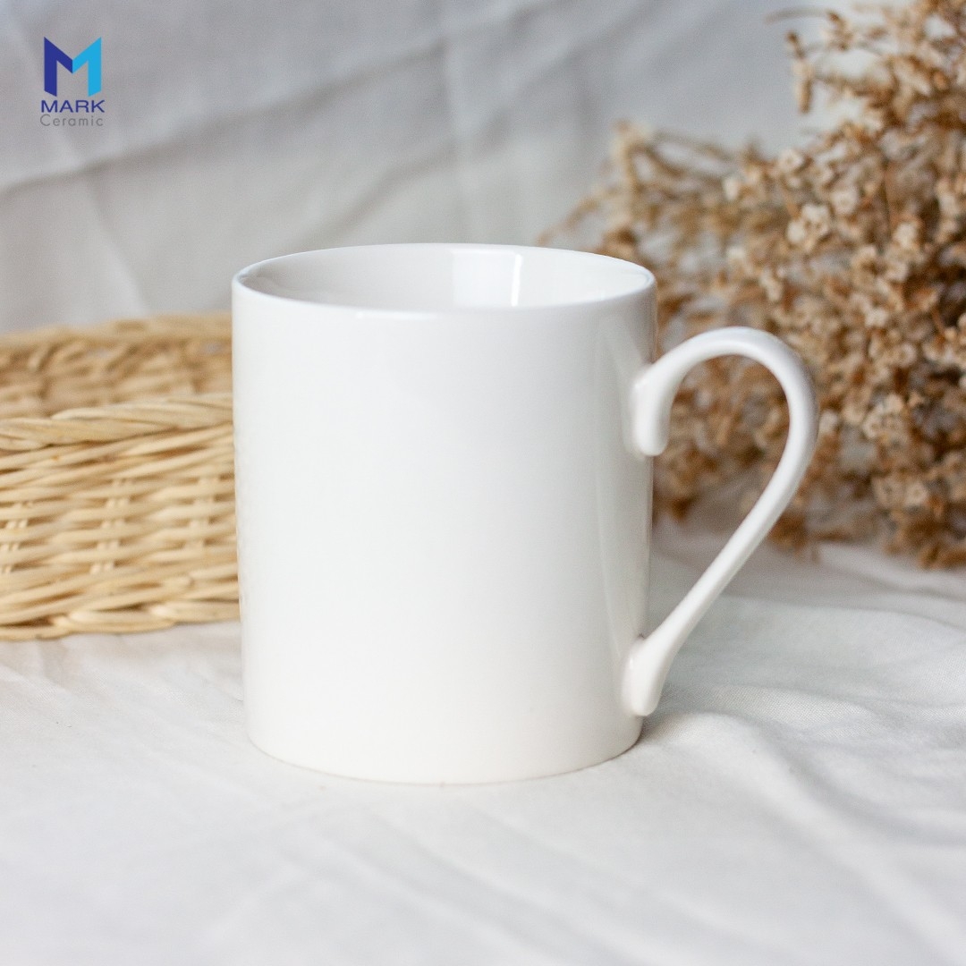 MB023 แก้วเซรามิค เนื้อนิวโบน Newboe สีขาวมัน รุ่นยอดนิยม สำหรับงานสกรีนโลโก้ ของที่ระลึก สินค้าพรีเมี่ยม