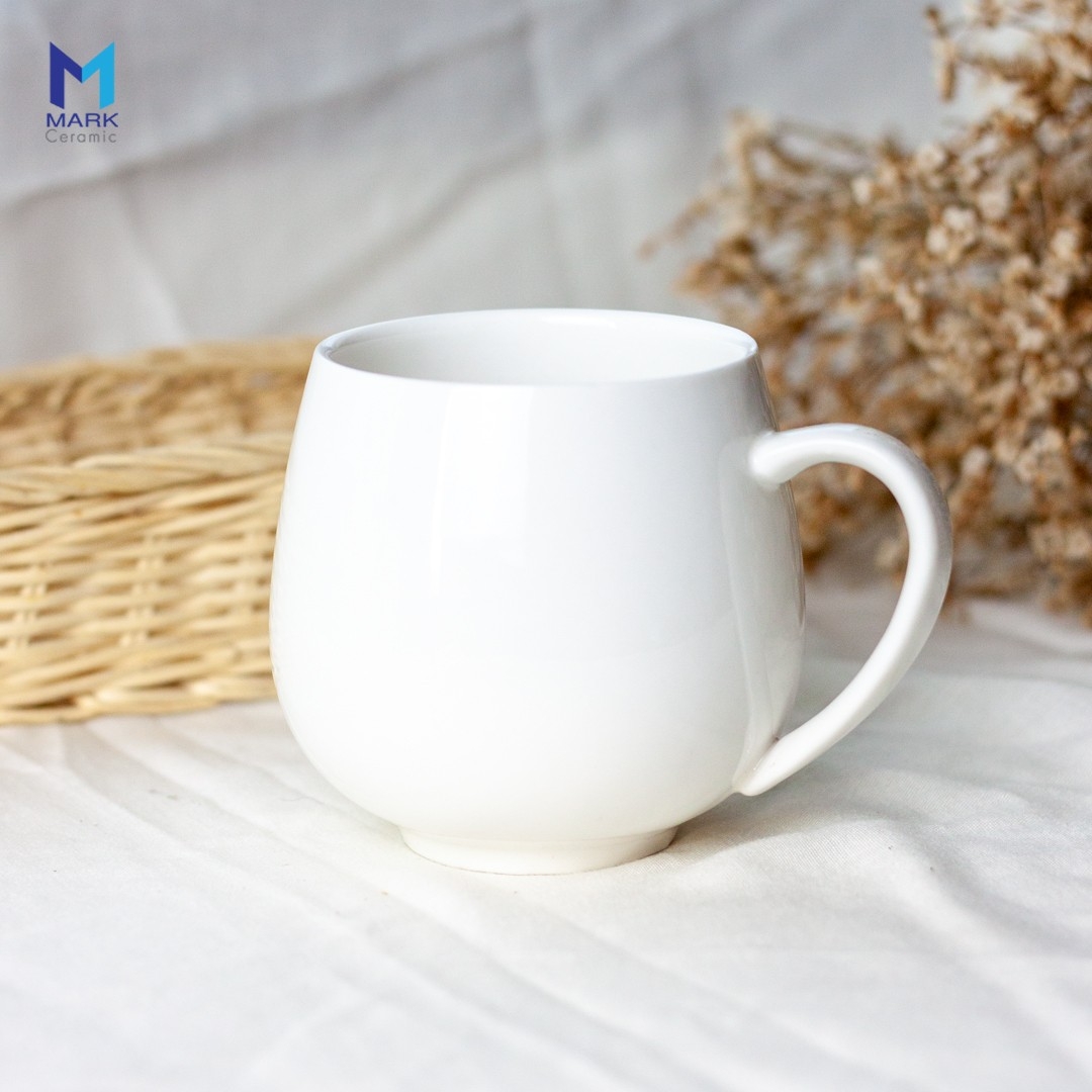 MB009 แก้วเซรามิค เนื้อนิวโบน Newboe สีขาวมัน รุ่นยอดนิยม สำหรับงานสกรีนโลโก้ ของที่ระลึก สินค้าพรีเมี่ยม