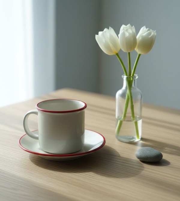 แก้วเซรามิค สไตล์วินเทจ พร้อมจานรองแก้วเซรามิคเนื้อสโตนแวร์ คละสี