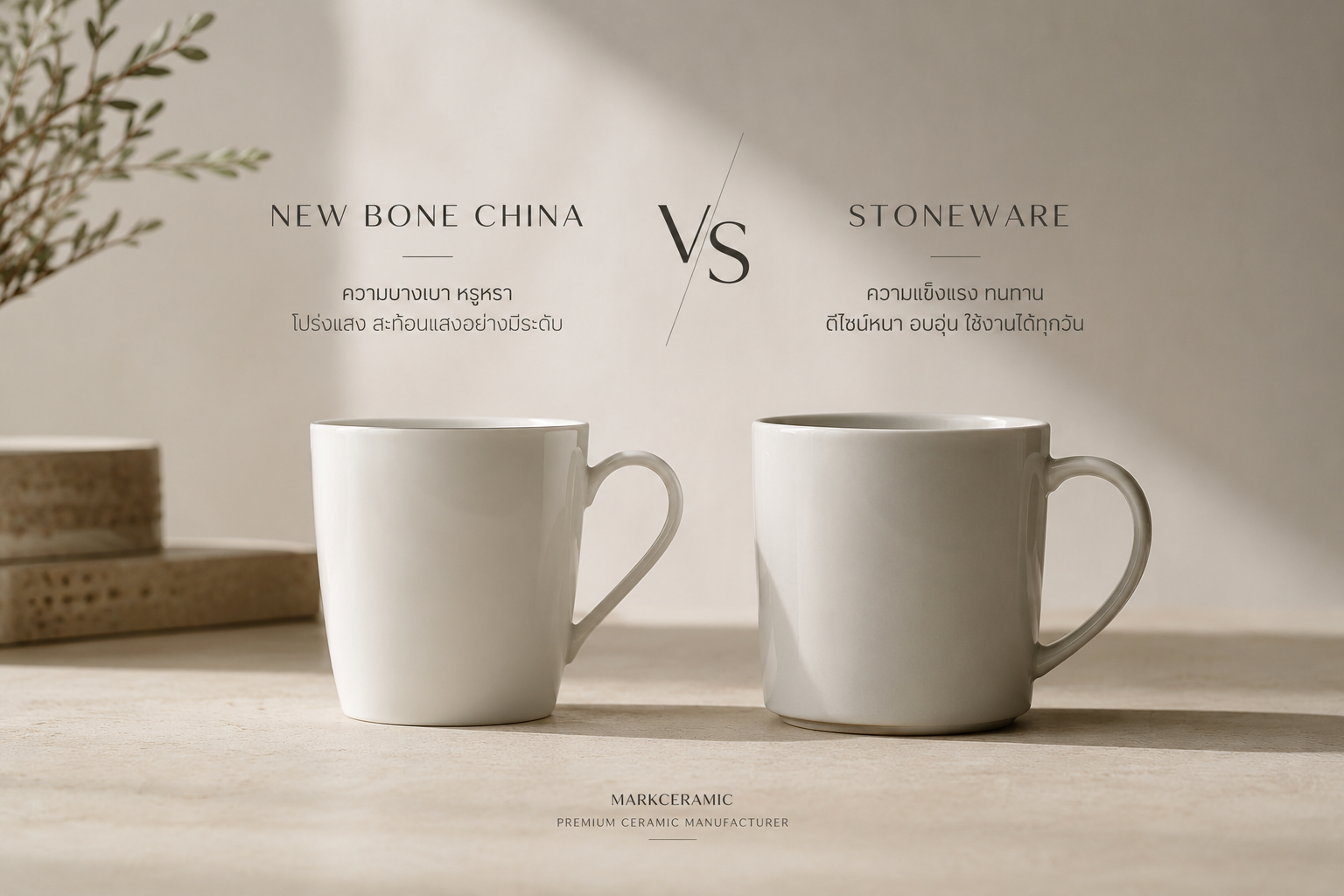 New Bone China ต่างจาก Stoneware ยังไง? เลือกแบบไหนให้เหมาะกับการใช้งาน