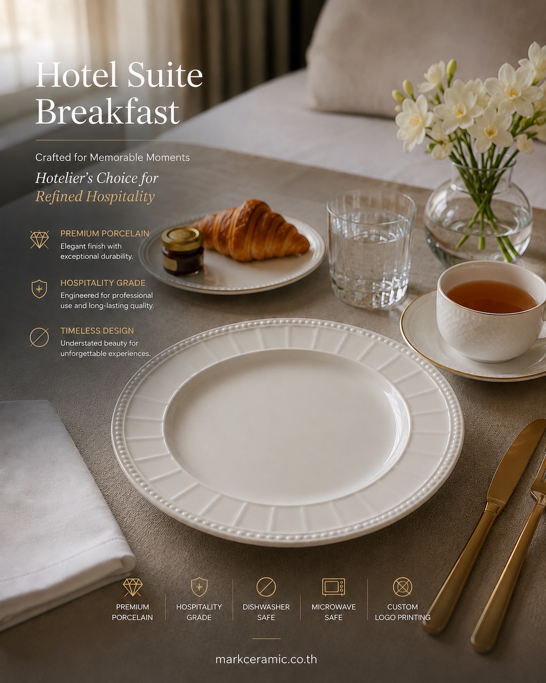 จานซรามิคโรงแรม จาก Mark Ceramic
